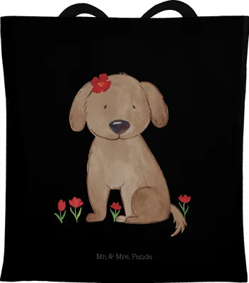 Produktbild von Mr. & Mrs. Panda Tote Bag Hund Dame - Schwarz - Geschenk, Schultasche, Vierbeiner, Laptoptasche, Liebe, Sprüche, Tasche, Uni, Hunde, Liebenswert, Shopping, Niedlich
