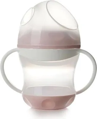 Obrázek produktu pro Naučný hrnek, 180 ml, nepropustný, měkký silikonový náustek, pudrově růžový, s víčkem
