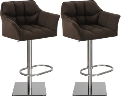 Produktbild von CLP 2er Set Barhocker Damaso Stoffbezug drehbar und höhenverstellbar bis 240 kg braun Gestell Farbe edelstahl