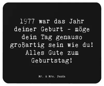 Produktbild von Mr. & Mrs. Panda Mauspad Spruch 1977 Geburtstag - Schwarz - Geschenk, mousematte, Feier, Jahr deiner Geburt, Mouse Pad, pc, Happy Birthday, Alter, Geburtstagsfeier