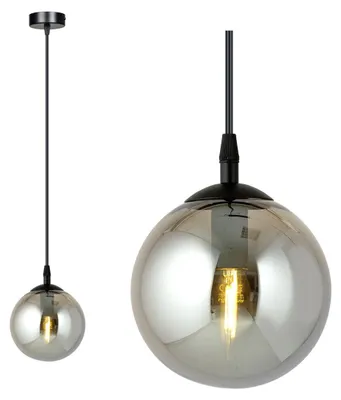 Zdjęcie produktu dla Lampa wisząca Cosmo ze stali w kolorze czarnym z szklanym kloszem