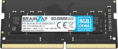 Obrázek produktu pro BRAINZAP 8GB DDR4 3200MHz PC4-3200AA-SB1-11 SO-DIMM CL22 1Rx8 1.2V, nebufferovaná, ECC RAM, paměť pro notebook/laptop, paměťový modul