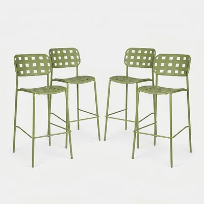 Immagine prodotto di 4 sgabelli da bar in acciaio e polipropilene Clover YES - Verde scuro