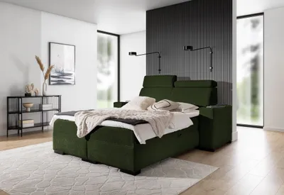 Produktbild von Boxspringbett Bett NESTOR 140x200cm in Stoff Dress Me Grün Set.2