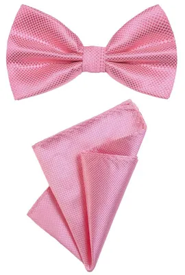 Produktbild von DonDon 2er Set Herren Fliege und Einstecktuch farblich passend gebunden und größenverstellbar pink