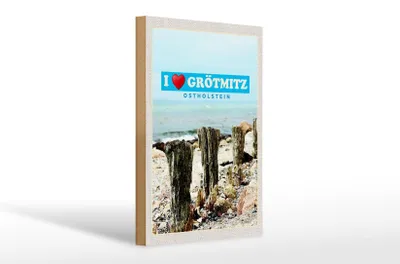 Produktbild von Holzschild Reise 20x30cm Grötmitz Ostholstein Meer Sand