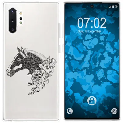 Produktbild von PhoneNatic Case kompatibel mit Samsung Galaxy Note 10+ Silikon-Hülle Floral Pferd M5-1