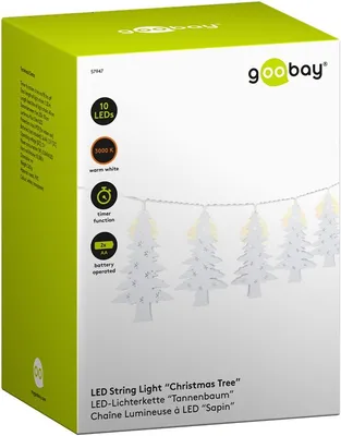 Produktbild von Goobay 57947 10er LED Lichterkette "Tannenbaum" - Timer Funktion warm-weiß 3000 K Batteriebetrieben