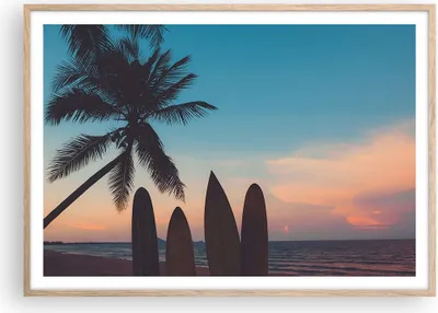 Produktbild von Gerahmtes Poster - Rahmen in heller Eiche - Strand Meer Palme - 100x70 cm - Wand Bild - Wanddeko - Wandbilder - Wandposter - Bilderrahmen - Bilder - Kunstdruck - Wandbild - P2NAA100x70-4080