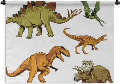 Produktbild von MuchoWow® Wandteppich Wandbehang Dinosaurier - Zeichnung - Jungen - Kinder 60x45 cm Tapisserie Dekoration Wandtuch - Das Schlafzimmer