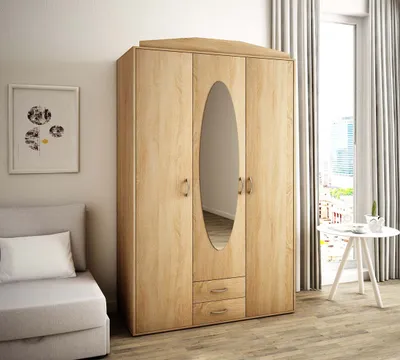 Obrázek produktu pro Prostorná šatní skříň se zrcadlem MARIETTA - šířka 127 cm, dub sonoma