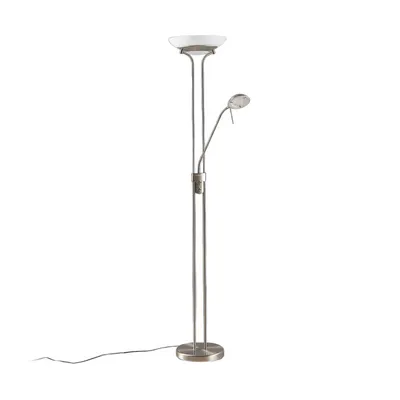 Produktbild von Lindby LED-Stehlampe Yveta, nickelfarben, Leselampe, dimmbar