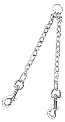 Immagine prodotto di Guinzaglio doppio in metallo con catena, per 2 cani, lunghezza 0,16" x 27,6", rotazione a 360°