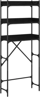 Produktbild von Waschmaschinenregal in Schwarz 67 x 25 x 163 cm aus Holzwerkstoff
