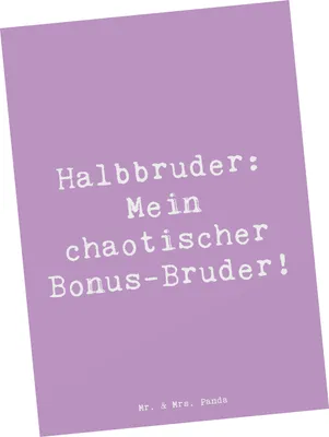 Produktbild von Mr. & Mrs. Panda bildkarte Spruch Halbbruder Chaos - Lavendeltraum - Geschenk, Grußkarte, Familie, Geschwister, Kunstkarten, Postkarte, Verbundenheit, Jubiläen, Beziehung
