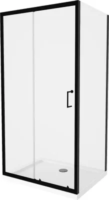 Produktbild von Apia Kabina prysznicowa 90x70 cm, przezroczysta, czarna + brodzik z syfonem (840-090-070-70-00-4010B)