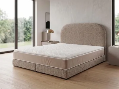 Produktbild von Polsterbett  LEON 1 mit Kopfteil, modernes gepolstertes Bett in 140 x 200 cm Farbe: Beige