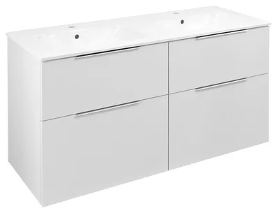 Produktbild von Sapho CIRASA Waschbeckenunterschrank mit Doppelwaschbecken 121x66x46cm, Weiß Glanz