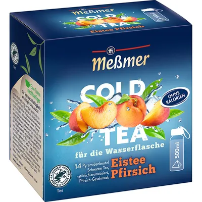 Produktbild von Meßmer Cold Tea fruchtig süßer Eistee Pfirsich 14 Teebeutel 38g