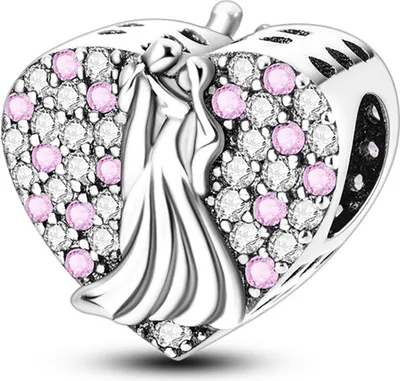 Produktbild von Charms Silber Anhänger Herz mit Zirkonia Beads für DIY Armband