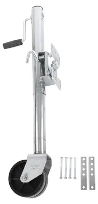 Image de Cric pivotant pour remorque de bateau de 1 500 lb (env. 680 kg) avec double roue, poignée ergonomique et hauteur de levage de 254 mm ; support d'attelage pour camping-cars, remorques à chevaux et remorques utilitaires