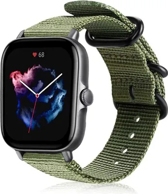 Produktbild von Strap-it Amazfit GTS 3 Nylon Schnallenarmband (Grün)