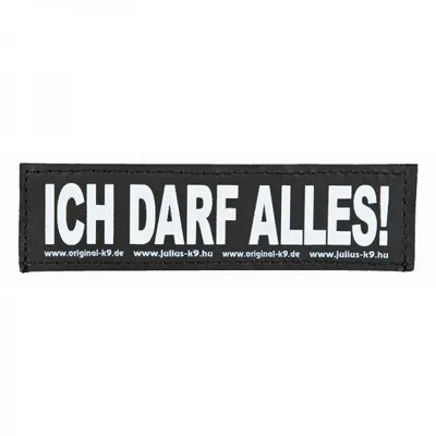 Produktbild von Julius-K9 ICH DARF ALLES!, PET-Kabelstrang mit Klettaufsatz, Hund, Schwarz, Weiß, IDC®Longwalk Y-Geschirr Alle Größen IDC® Powergeschirr® Baby 1, Baby 2, Mini-Mini, Mini, 0..., 110 mm, 30 mm