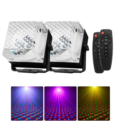 Produktbild von 2 Stück Discokugeln, RGB Bühnen Stroboskop Partylicht mit Fernbedienung, Musikgesteuert DJ Partylicht, RGB Bühnenlichter, Partylicht für Tanzpartys