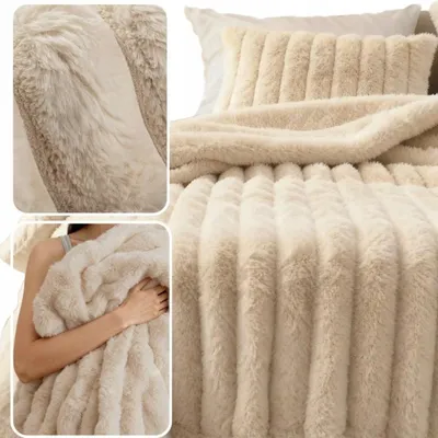 Produktbild von Bunny Kuscheldecke 220x240 cm Beige