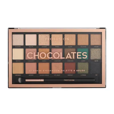 Zdjęcie produktu dla Profusion Chocolates Paleta 21 cieni do powiek z pędzelkiem
