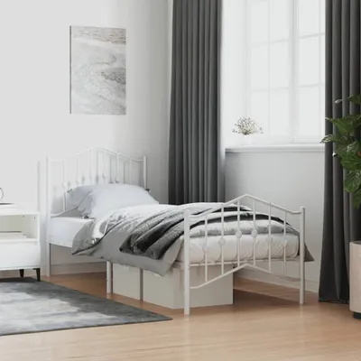 Produktbild von Cloris Designermöbel Bettgestell mit Kopf- und Fußteil Metall Weiß 90x200 cm 2024 Neu