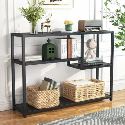 Zdjęcie produktu dla Konsola z półkami, 108 cm, styl vintage, kolor czarny
