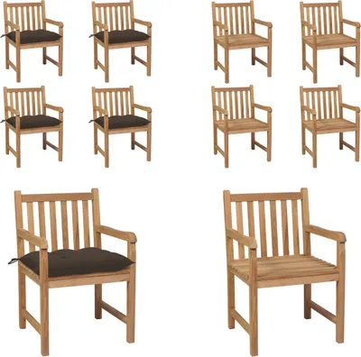 Image de vidaXL Chaises de jardin 4 pièces avec coussins taupe Bois massif teck - Chaise de jardin - Chaises de jardin - Fauteuils de jardin - Chaise en bois