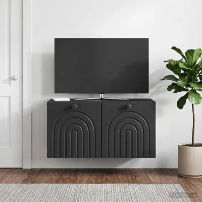 Zdjęcie produktu dla Maison Exclusive – szafka pod telewizor do montażu na ścianie, czarna, 59,5 x 31 x 30 cm