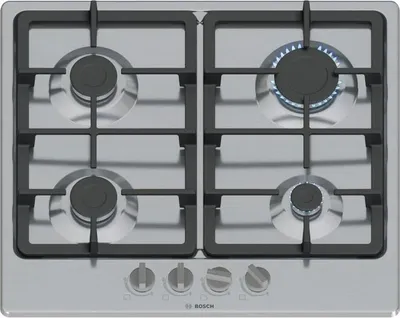 Immagine prodotto di Piano cottura a gas Bosch Serie 4, 4 fuochi, 52 x 58,2 cm, PGP6B5K90, acciaio inox
