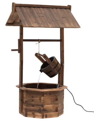 Produktbild von Gartenbrunnen, Zierbrunnen, Springbrunnen, Wasserfall, Regulierbar, Massivholz, Braun, 68 x 57 x 118 cm