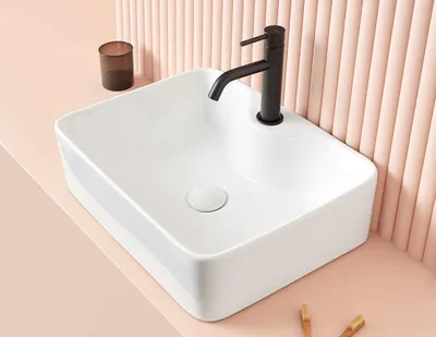 Produktbild von LECCE Aufsatzwaschbecken 49 cm x 38,5 cm x 13,5h mit Schaftventil "ClickClak" weiß
