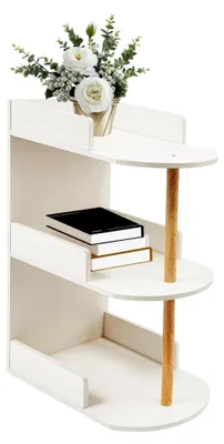 Produktbild von Schmaler Beistelltisch mit 3 Ebenen, Nachttisch für Schlafzimmer, Wohnzimmer, Büro, 48 x 30 x 72 cm, Weiß