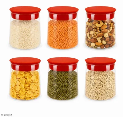 Produktbild von Bormioli 6-tlg. Set Vorratsgläser Omnia 0,5L mit Silikon-Deckel Behälter Dosen
