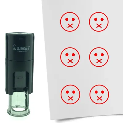Produktbild von CombiCraft Selbstfärbender Stempel 'Sprachloser Smilley' in der Farbe Rot, Ø10mm
