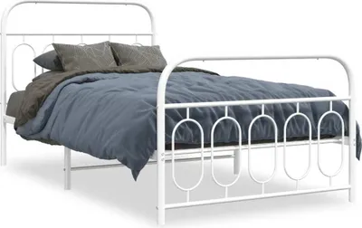 Obrázek produktu pro vidaXL Postel s čelem a nohou kovová bílá 107x203 cm