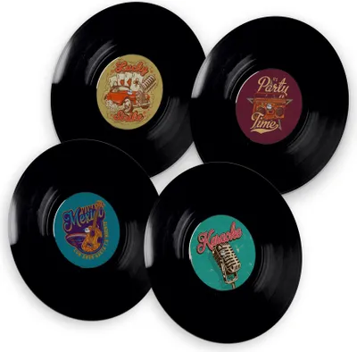 Immagine prodotto di itenga 40x sottobicchieri rotondi per dischi in vinile retro 10,7cm
