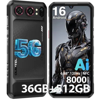 Produktbild von OUKITEL WP68 Air Outdoor Handy 5G Android 16 - 36GB+512GB Dimensity 7025 - 6.88" 120Hz 64MP+32MP 8000mAh/45W Outdoor Smartphone NFC, Schwarz
