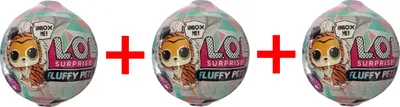 Produktbild von 3er-Set L.O.L. Surprise! 559719E7C Fluffy Pets Winter Disco Überraschungskugeln mit Sammelfiguren und Accessoires, Geschenk-Set