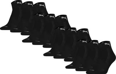 Produktbild von PUMA Uni Quartersocken, 12er Pack - Cushioned Quarter 12P, Logo, einfarbig Schwarz 35-38