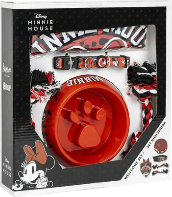 Produktbild von Disney Minnie Mouse Hunde-Willkommensset – 5-teilig mit Napf, Halsband & Zubehör