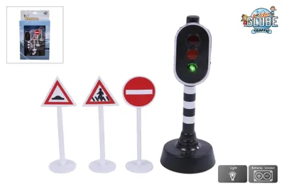 Immagine prodotto di Kids Globe Ampel Try Me mit 3 Verkehrsschilder ab 3Jahren, Drucktaster am Sockel