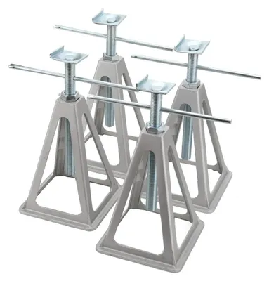 Immagine prodotto di Cavalletto di sostegno per roulotte/camper - Sollevatore meccanico - Set da 4 pezzi - Portata 3600 kg - Alluminio - Livellabile, impilabile