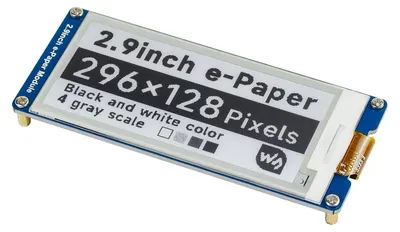 Productafbeelding van Waveshare 2.9-inch e-paper displaymodule, kit met 296 x 128 resolutie, e-ink elektronisch scherm, geschikt voor Raspberry Pi, met gedeeltelijke vernieuwing en SPI-interface