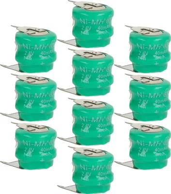 Produktbild von vhbw 10x NiMH Ersatz Knopfzellen-Akku (40 mAh, 2,4 V, NiMH)
